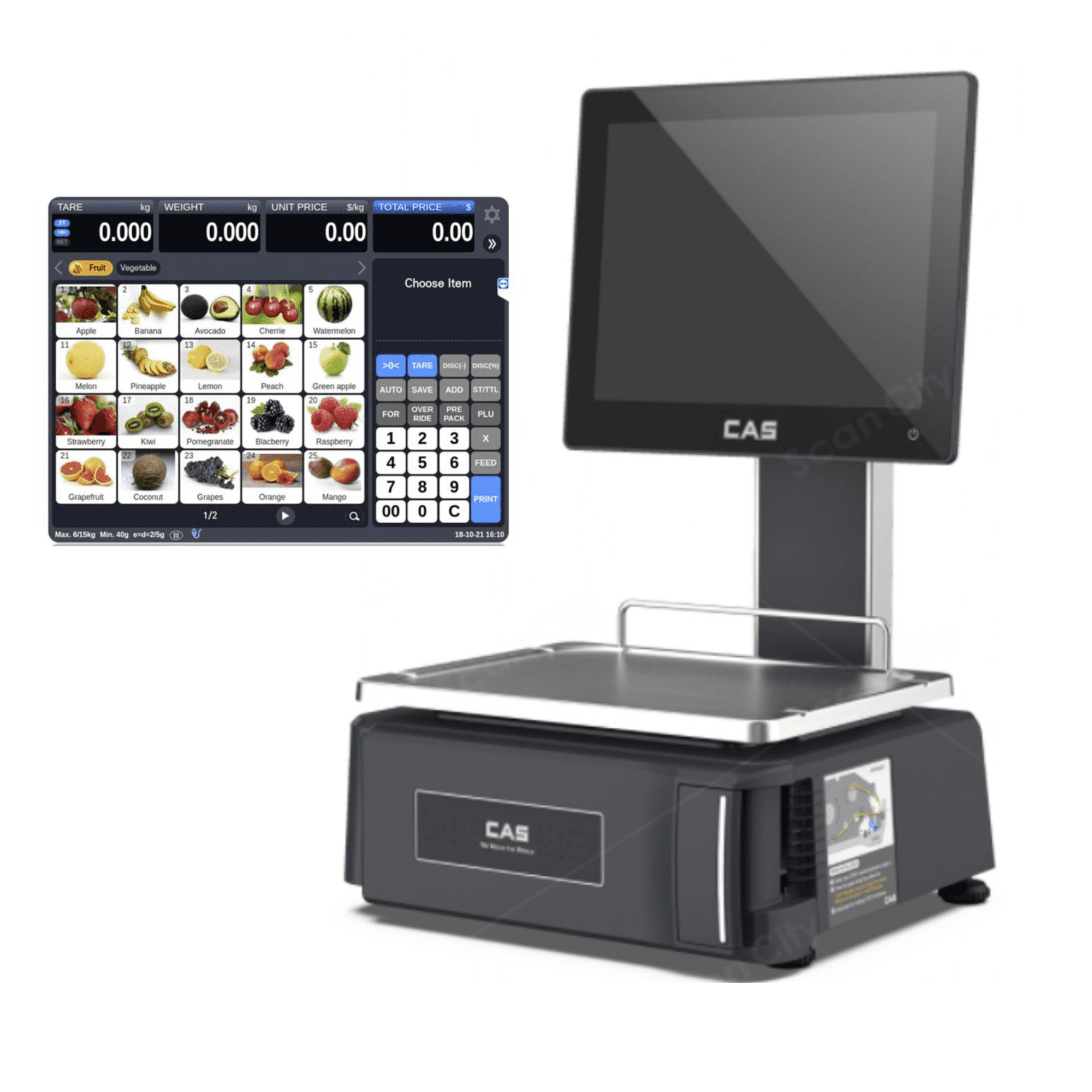 CAS CL 8000 Label Printing Scales 15-30 Kg Wifi+Windows